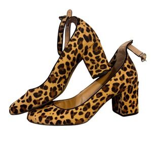 GAP Womens Leopard Print Block Heel Ankle Strap‎ Shoe SZ 9.5